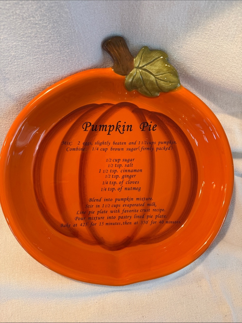 Orange Pumpkin Pie Decorative Serving Plate